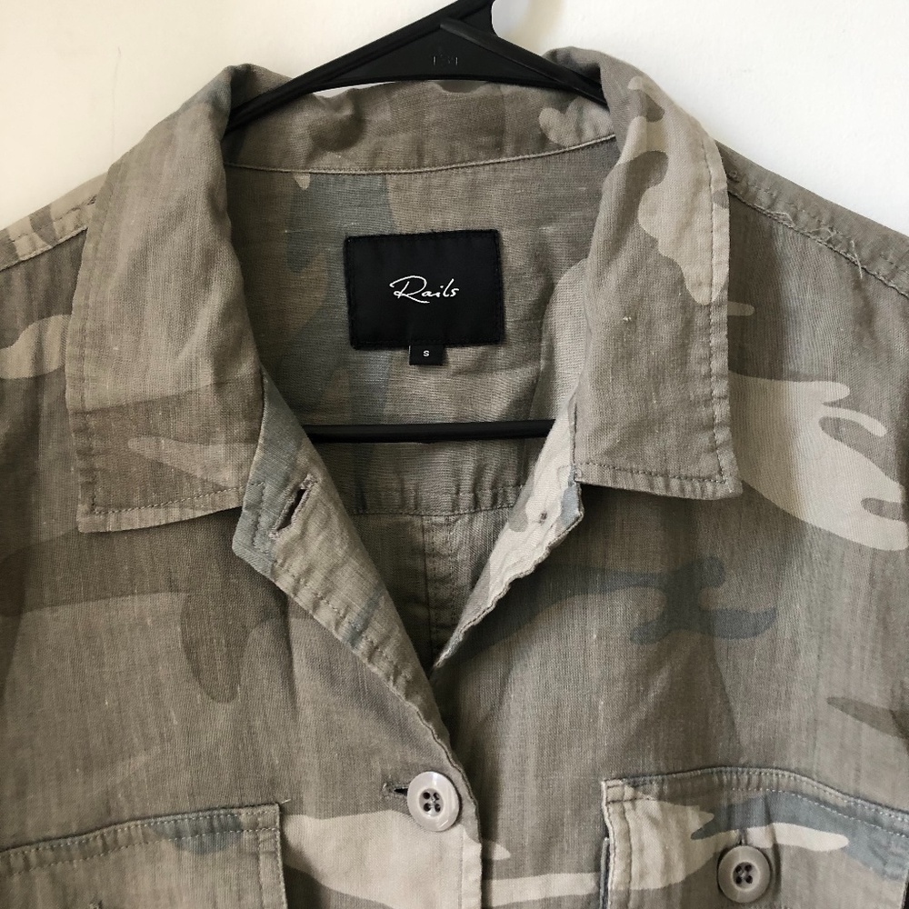 Rails Oversized Camo Army Style Button Down Shirt - image 2